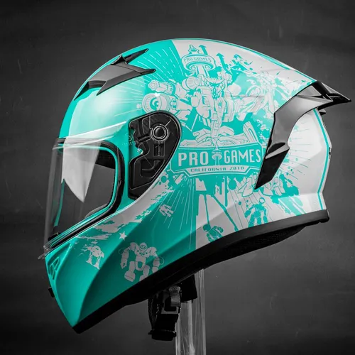Mũ Fullface Yohe 978 Plus Xanh Dương/Trắng Pro Games