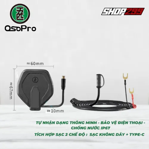 BỘ SẠC KHÔNG DÂY 15W + TYPE C 36W CHO GIÁ ĐỠ ĐIỆN THOẠI OSOPRO CON BỌ