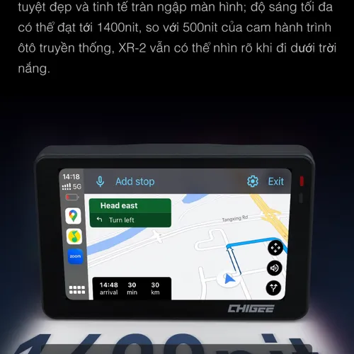 CAM HÀNH TRÌNH VÀ DẪN ĐƯỜNG CARPLAY CHIGEE XR-2 (BẢN 4.3 INCH)