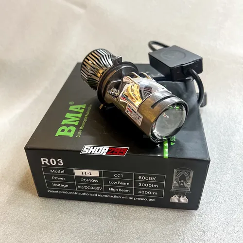 ĐÈN PHA LED BI CẦU BMA R03 - CHÂN H4 - ÁNH SÁNG TRẮNG (25/40W-3000LM)