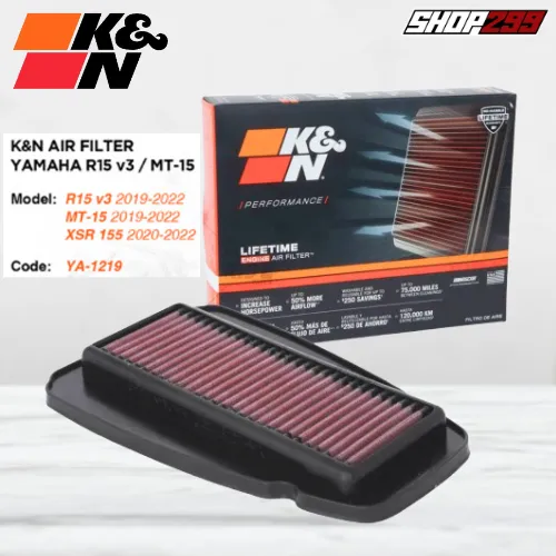 LỌC GIÓ K&N YA-1219 CHO YAMAHA XSR155 / XS155R / R15V3 / R15V4 / MT15 / FZ155 CHÍNH HÃNG