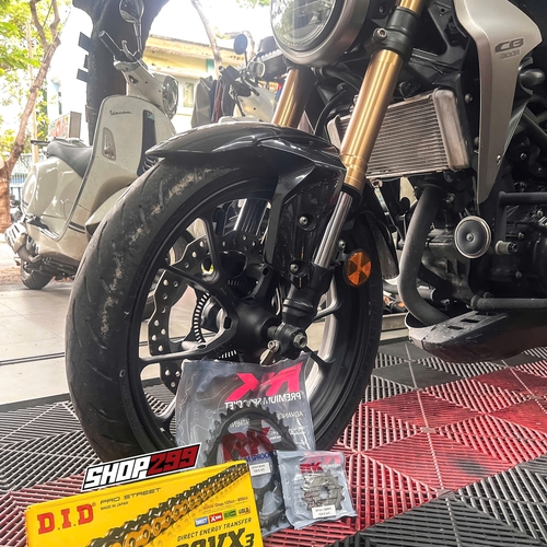 NHÔNG SÊN DĨA CHO HONDA CB300R (SÊN DID 520 VX-3 PHỐT X-RING)