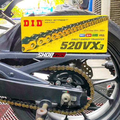 NHÔNG SÊN DĨA CHO HONDA CB300R (SÊN DID 520 VX-3 PHỐT X-RING)