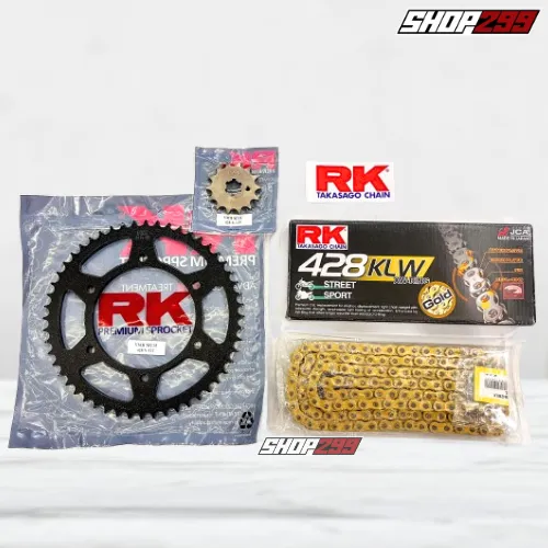 COMBO NHÔNG SÊN DĨA CHO YAMAHA MT15 (NHÔNG DĨA RK + SÊN RK 428 KLW MÀU VÀNG, PHỐT XW-RING)