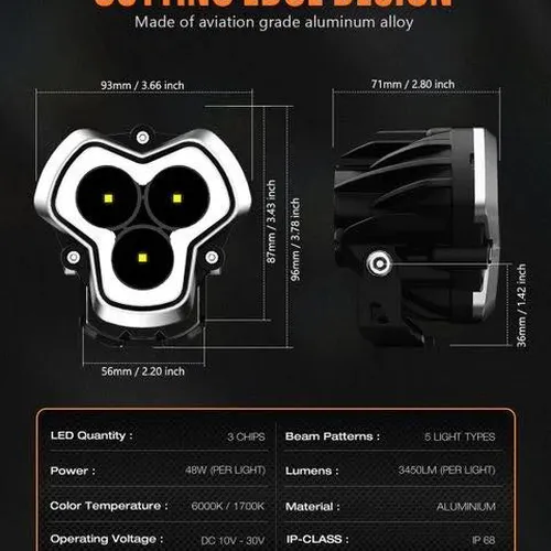 ĐÈN TRỢ SÁNG NOVSIGHT HALO SERIES 3'' (SPOT BEAM) 48W