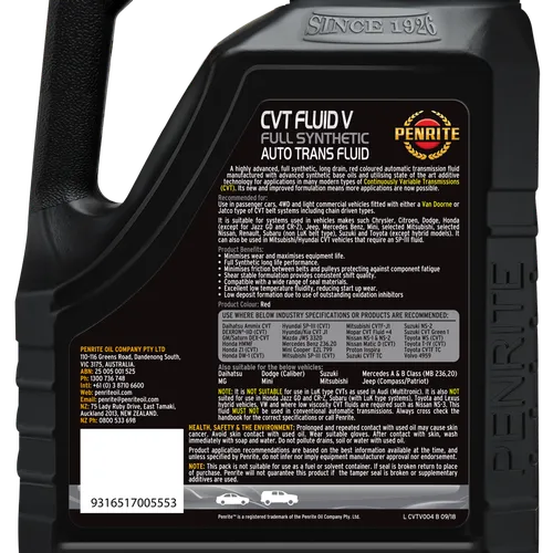 DẦU HỘP SỐ TỰ ĐỘNG PENRITE CVT FLUID V (4L)