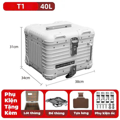 THÙNG NHÔM MOTOFACE T1 40L CHÍNH HÃNG - TRẮNG