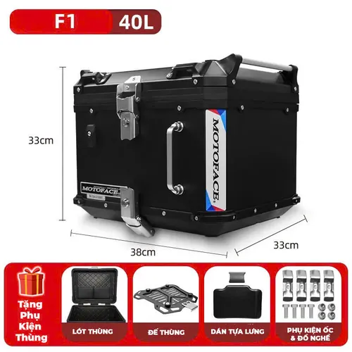 THÙNG NHÔM MOTOFACE F1 40L CHÍNH HÃNG - ĐEN
