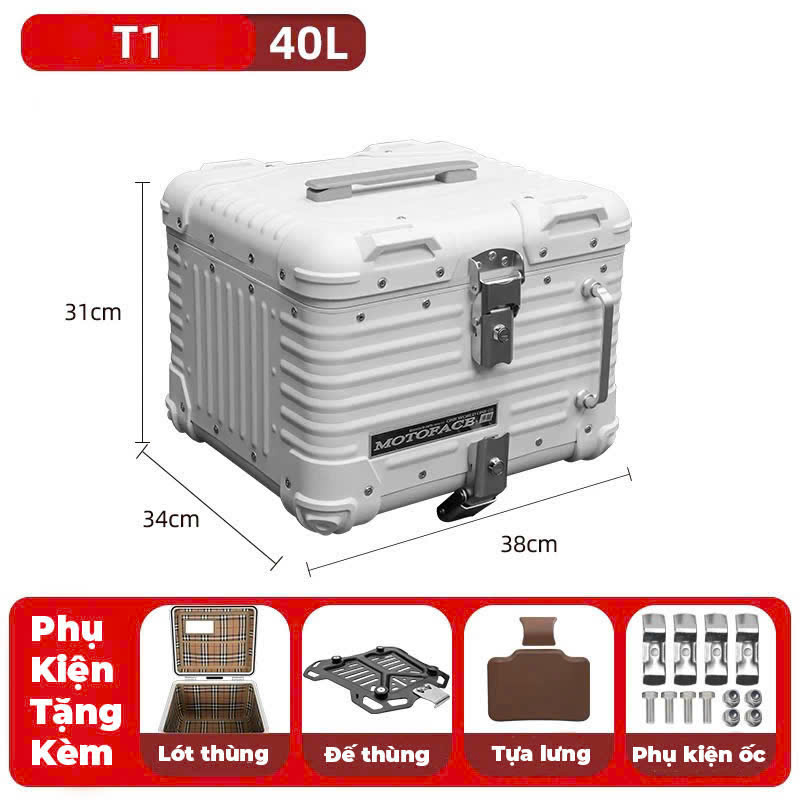 THÙNG NHÔM MOTOFACE T1 40L CHÍNH HÃNG - TRẮNG THÙNG NHÔM MOTOFACE T1 40L CHÍNH HÃNG - TRẮNG