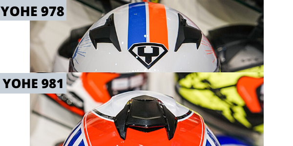 Hệ thống thông gió giữa mũ fullface Yohe 978 và Yohe 981 Hệ thống thông gió giữa mũ fullface Yohe 978 và Yohe 981