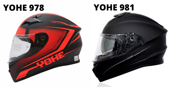 Kiểu dáng giữa mũ fullface Yohe 978 và Yohe 981 Kiểu dáng giữa mũ fullface Yohe 978 và Yohe 981