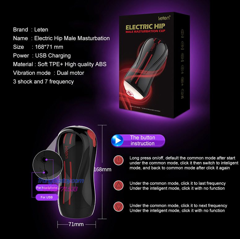 Âm đạo giả Leten Electric Hip Âm đạo giả Leten Electric Hip