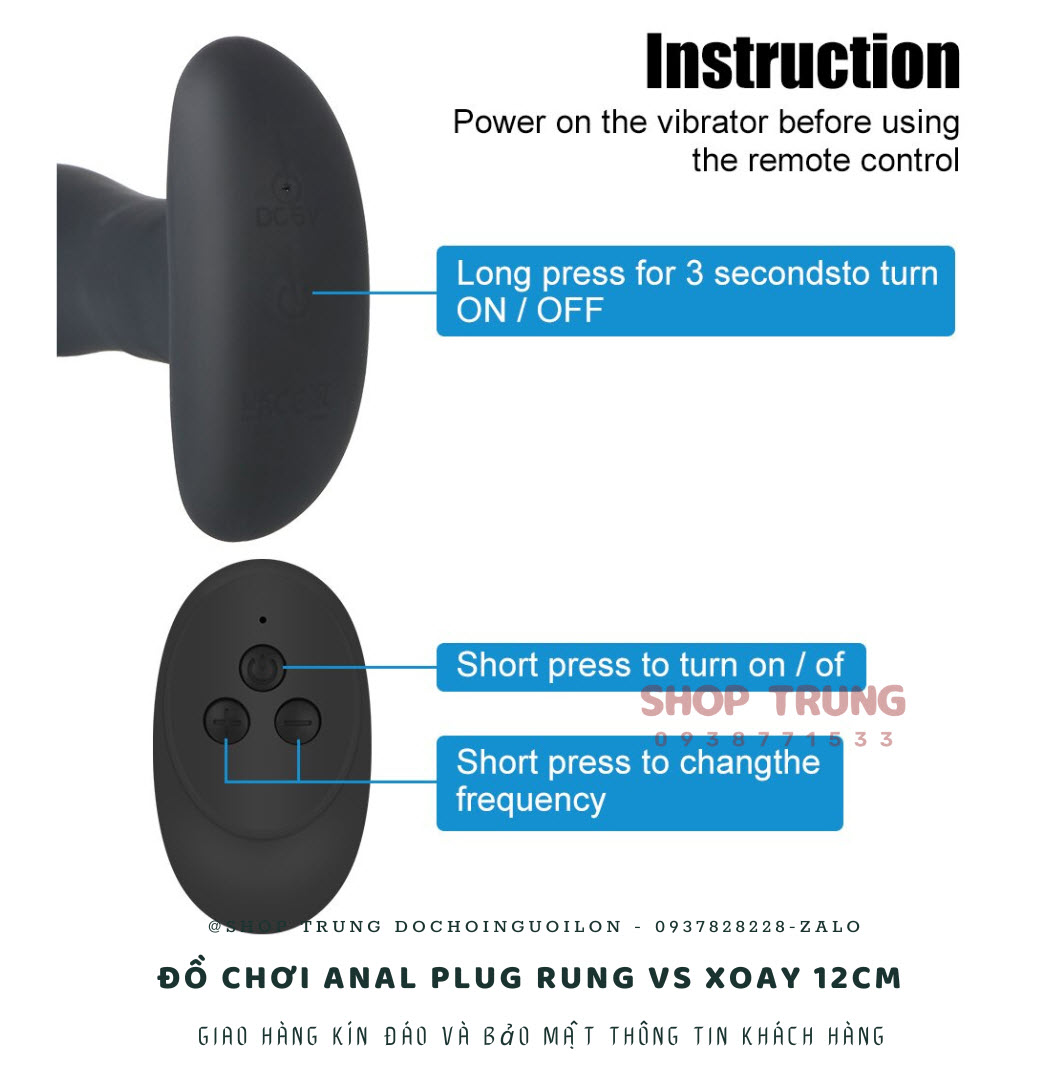 Đồ Chơi Anal Plug Rung vs Xoay 12cm Điều Khiển Từ Xa Đồ Chơi Anal Plug Rung vs Xoay 12cm Điều Khiển Từ Xa