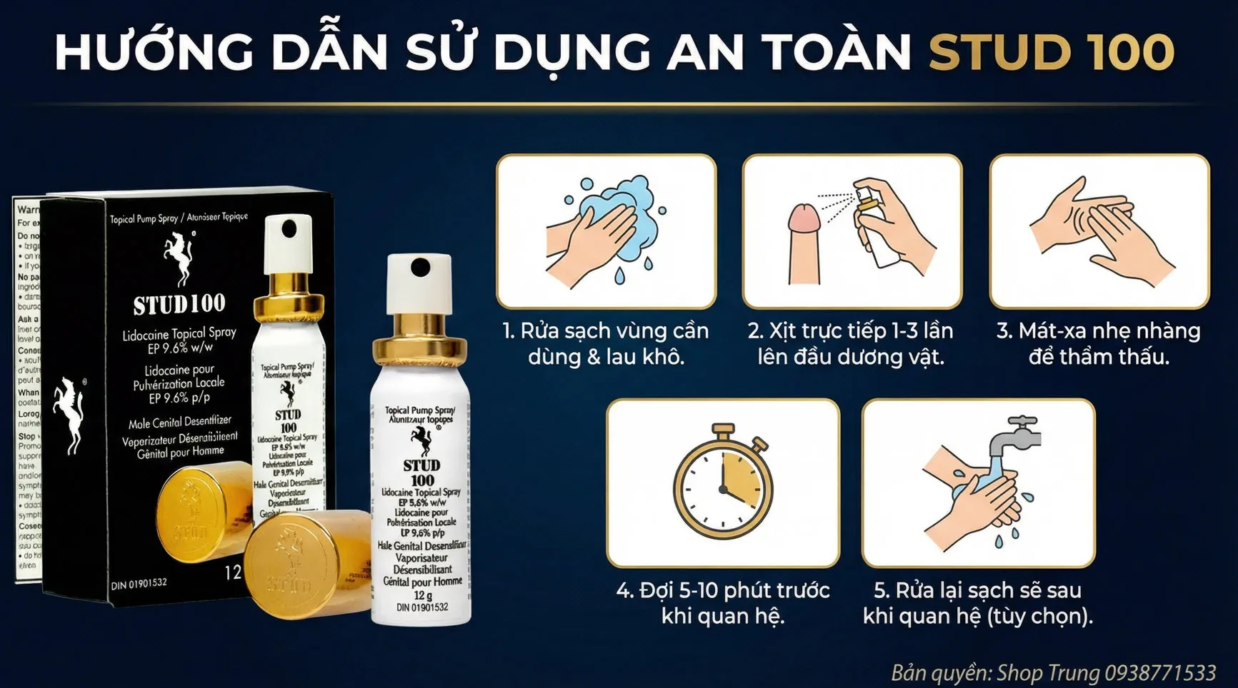 Chai Xịt Stud 100 UK Golden Cap Chai Xịt Stud 100 UK Golden Cap