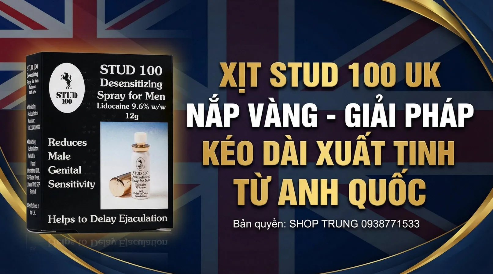 Chai Xịt Stud 100 UK Golden Cap Chai Xịt Stud 100 UK Golden Cap