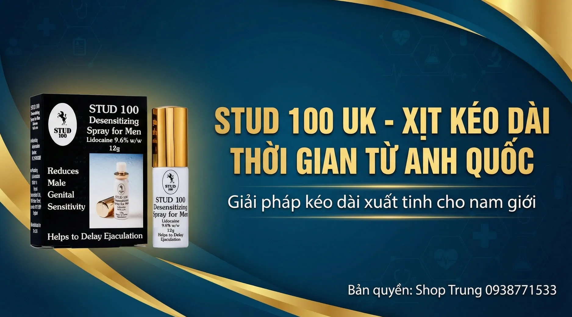 Chai Xịt Stud 100 UK Golden Cap Chai Xịt Stud 100 UK Golden Cap