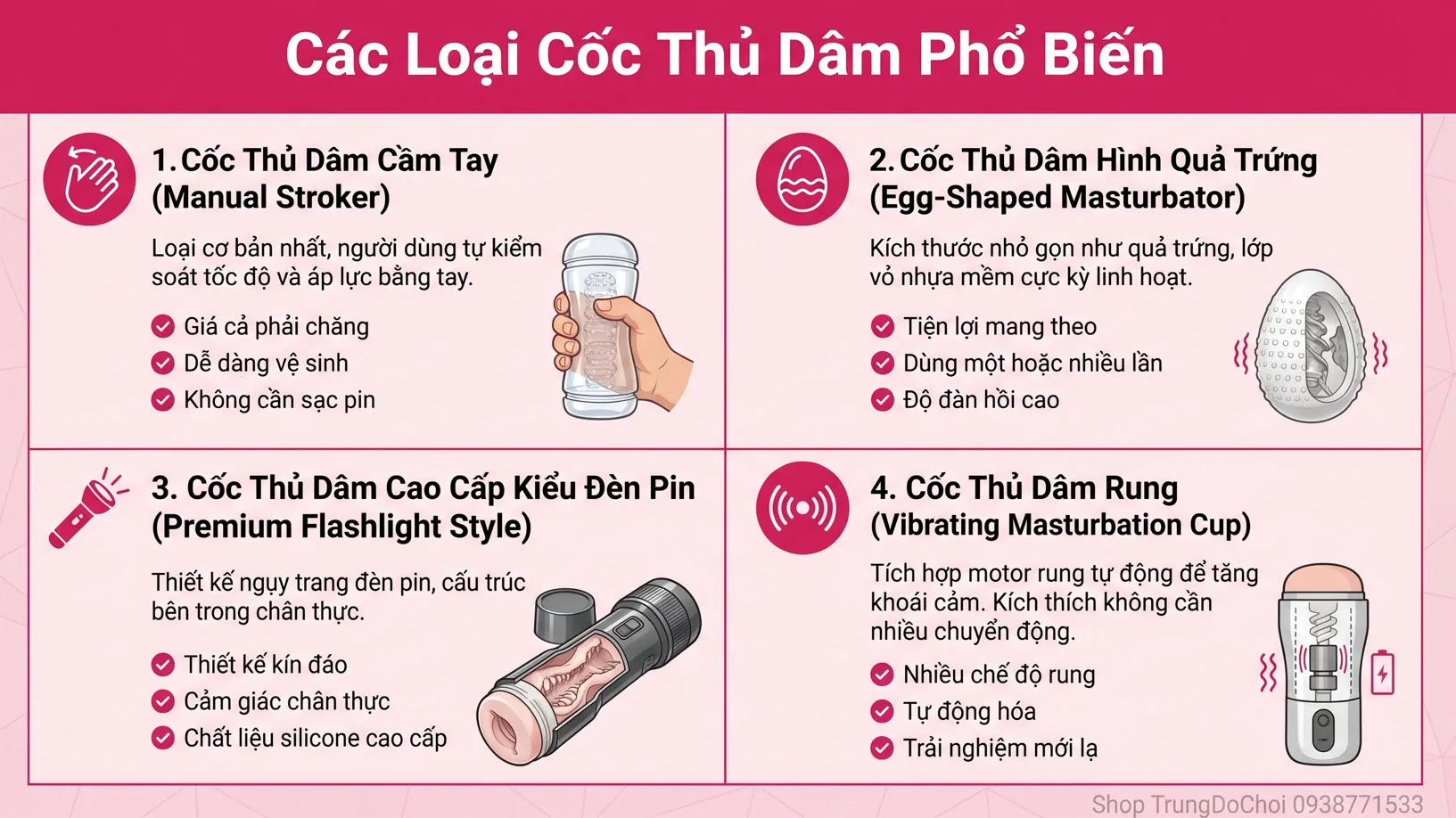 Phân loại các dòng cốc thủ dâm