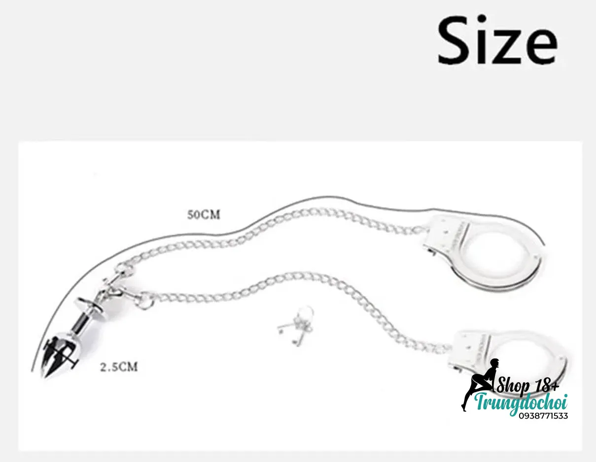 Bộ Còng Tay Kèm Plug Hậu Môn Kim Loại Bộ Còng Tay Kèm Plug Hậu Môn Kim Loại