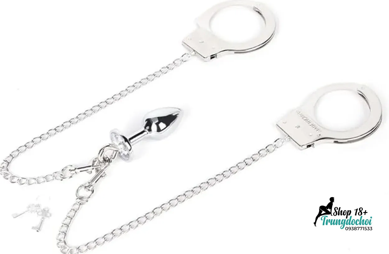 Bộ Còng Tay Kèm Plug Hậu Môn Kim Loại Bộ Còng Tay Kèm Plug Hậu Môn Kim Loại