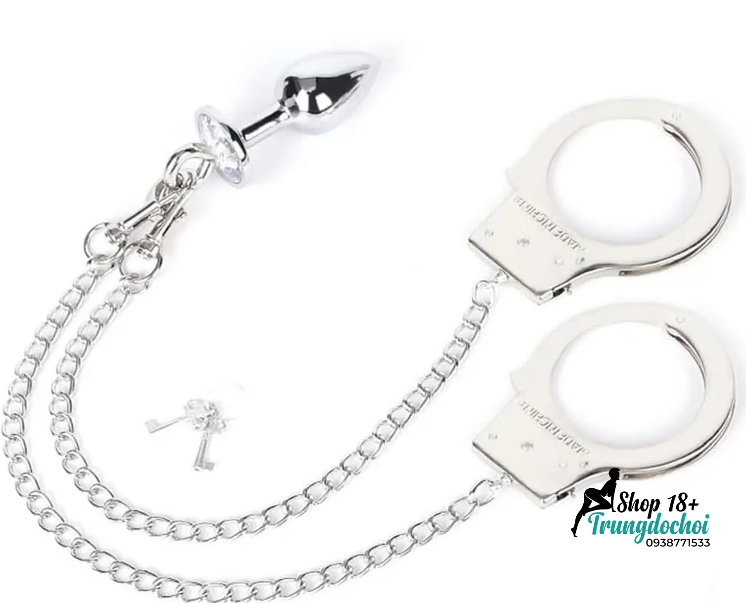 Bộ Còng Tay Kèm Plug Hậu Môn Kim Loại Bộ Còng Tay Kèm Plug Hậu Môn Kim Loại