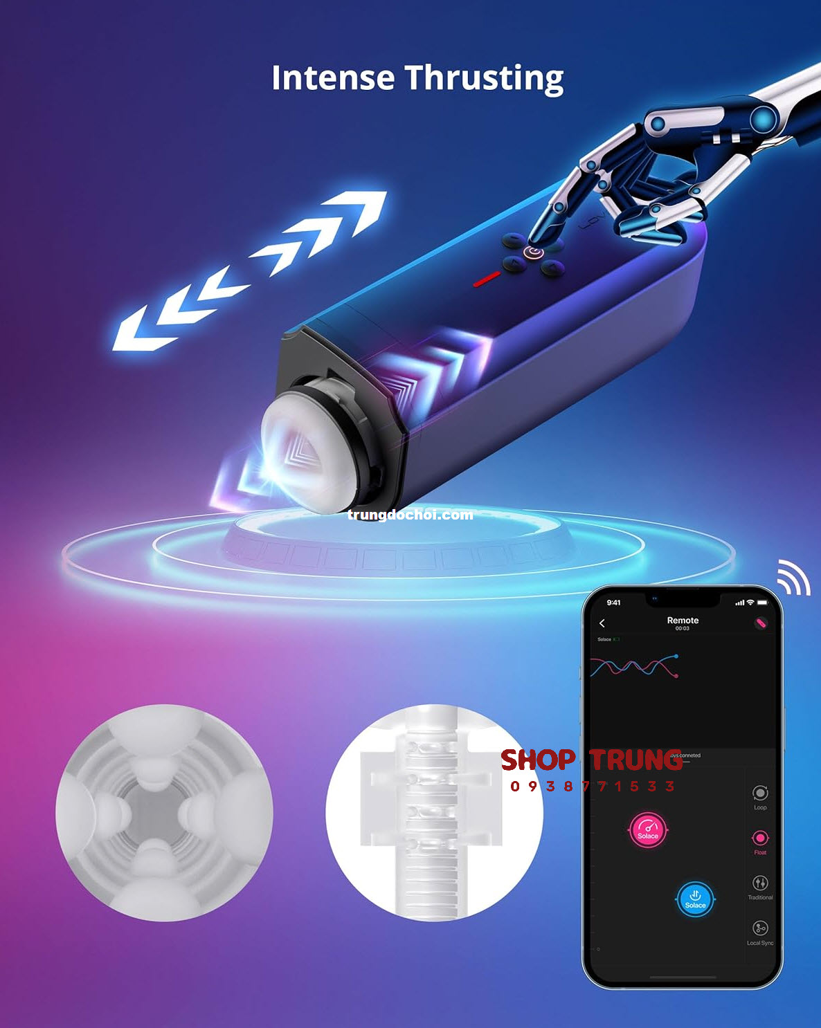 máy thủ dâm rung thụt Lovense Solace máy thủ dâm rung thụt Lovense Solace