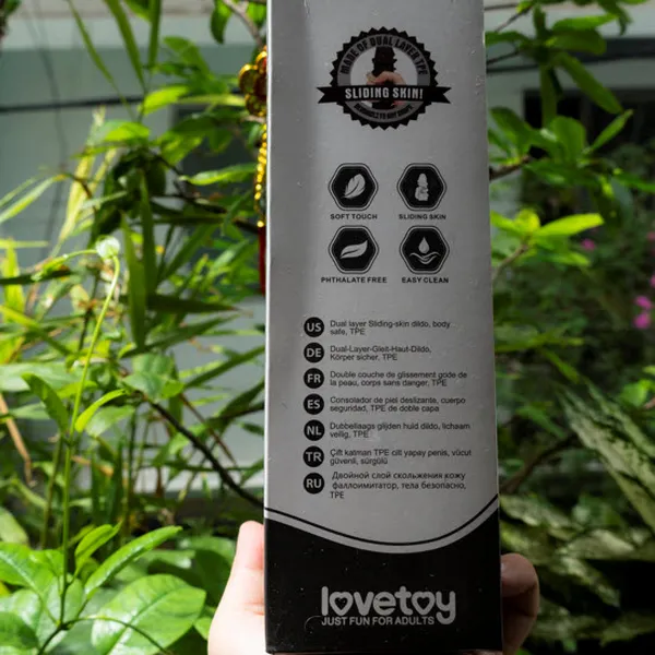Dương vật giả gắn tường 2 lớp Lovetoy da trượt 23cm