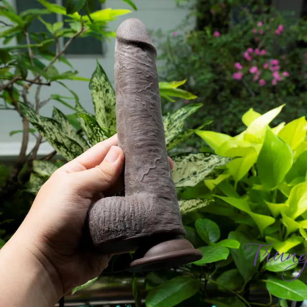 Dương vật giả gắn tường 2 lớp Lovetoy da trượt 23cm