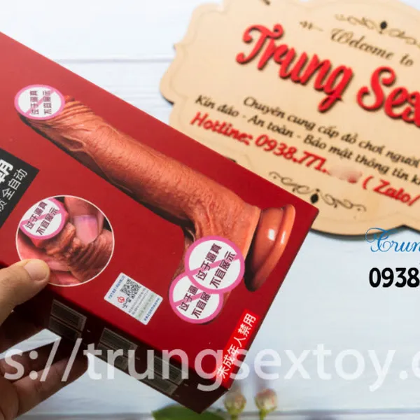Dương vật giả 2 lớp Silicon mềm mịn như thật có rung và ngoáy