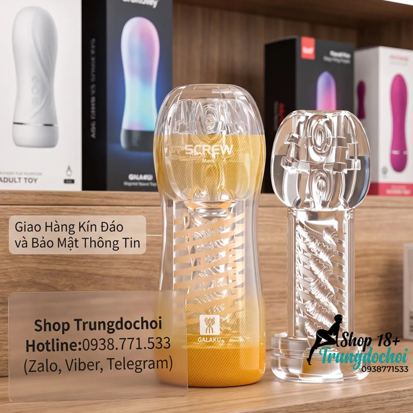 Cốc Thủ Dâm GALAKU SCREW III — Kênh Xuyên Thông, Không Cần Lộn Lõi Khi Vệ Sinh