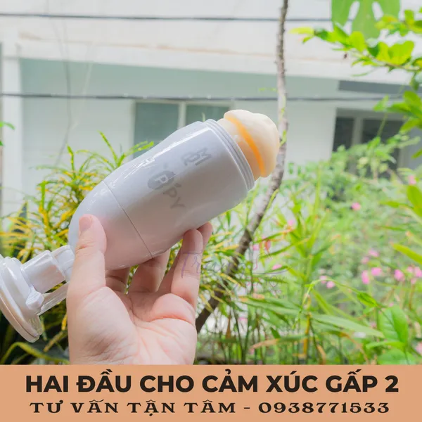 Âm đạo giả gắn tường Happy hai đầu cho cảm xúc gấp đôi
