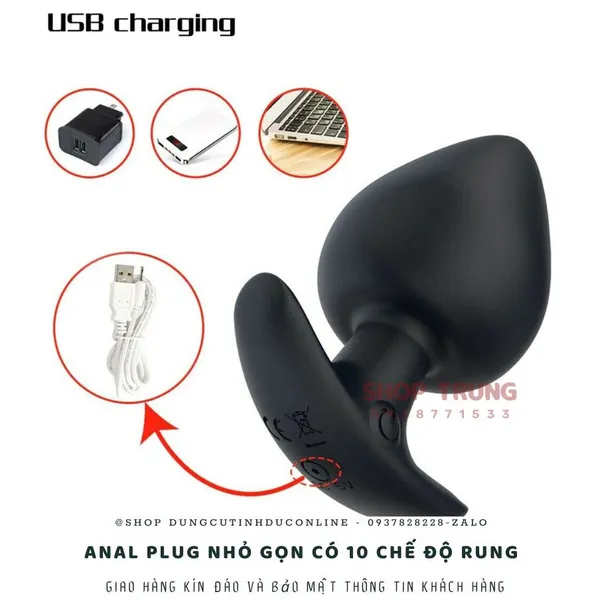 Anal Plug Nhỏ Gọn Có 10 Chế Độ Rung