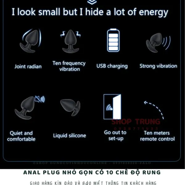 Anal Plug Nhỏ Gọn Có 10 Chế Độ Rung