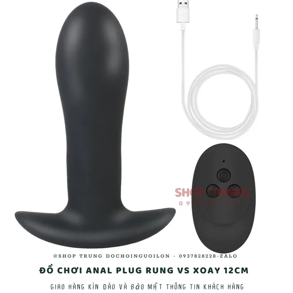 Đồ Chơi Anal Plug Rung vs Xoay 12cm Điều Khiển Từ Xa