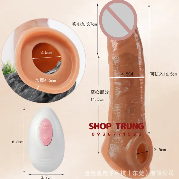 Bao Cao Su Rung Đầu 3 Trong 1 Tăng Kích Thước, Rung Điều Khiển Xa & Kéo Dài Cuộc Yêu