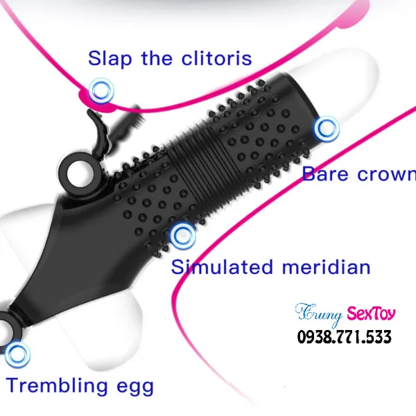 Bao cao su đôn dên khúc giữa có rung và gai siêu mỏng, có rung kích thích điểm G