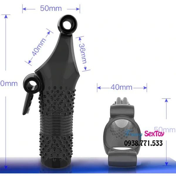 Bao cao su đôn dên khúc giữa có rung và gai siêu mỏng, có rung kích thích điểm G