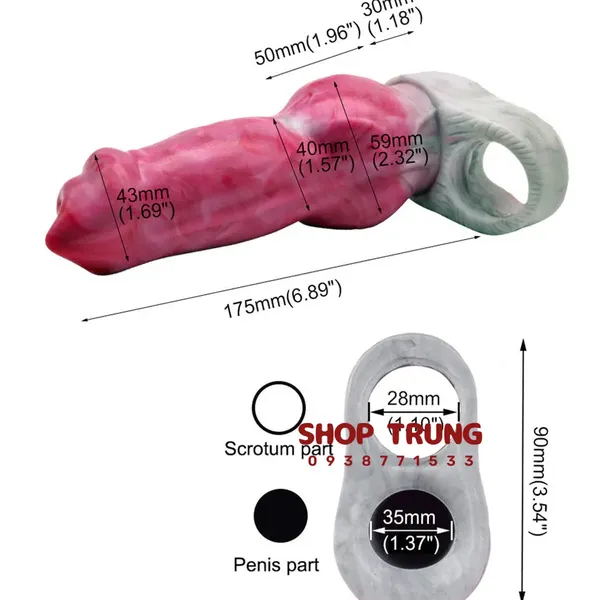 Bao Đôn Dên Tăng Kích Thước Hình Dương Vật Chó Chống Tuột