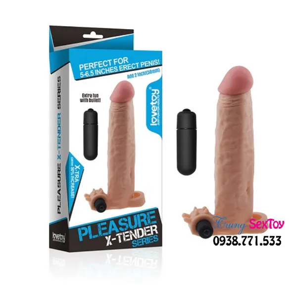 Bao Cao Su Đôn Dên Lovetoy X-Tender 1: Tăng Kích Thước Silicon Mềm Mịn Có Rung