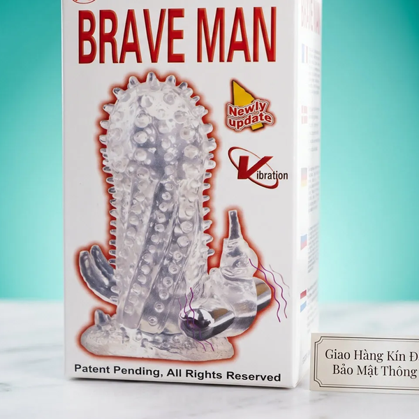 Bao Đôn Dên Gai Rung Đầu Braveman Nhiều Gai Kích Thích, Motor Rung Đầu, Quai Đeo