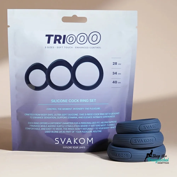Bộ 3 Vòng Đeo Dương Vật Svakom Triooo Ba Cỡ 28, 34, 40mm Để Tìm Đúng Độ Ôm