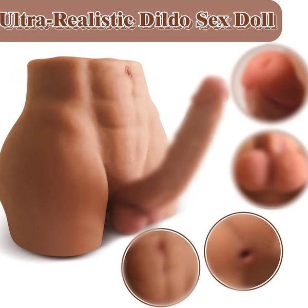  Búp Bê Bán Thân Nam 7.7kg Dildo 21cm Uốn Cong 360° + Hậu Môn Sâu 14cm Unisex 2 Trong 1