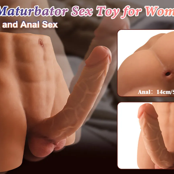  Búp Bê Bán Thân Nam 7.7kg Dildo 21cm Uốn Cong 360° + Hậu Môn Sâu 14cm Unisex 2 Trong 1
