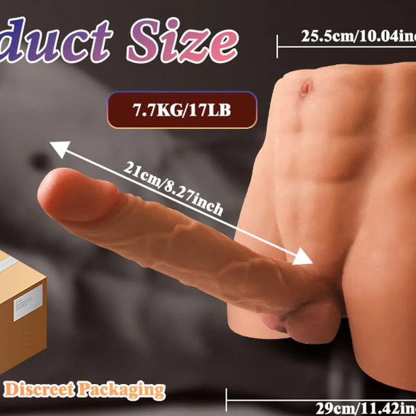  Búp Bê Bán Thân Nam 7.7kg Dildo 21cm Uốn Cong 360° + Hậu Môn Sâu 14cm Unisex 2 Trong 1