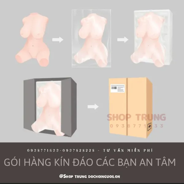 Búp bế tình dục bán thân 3D rung và hút tự động điều khiển từ xa