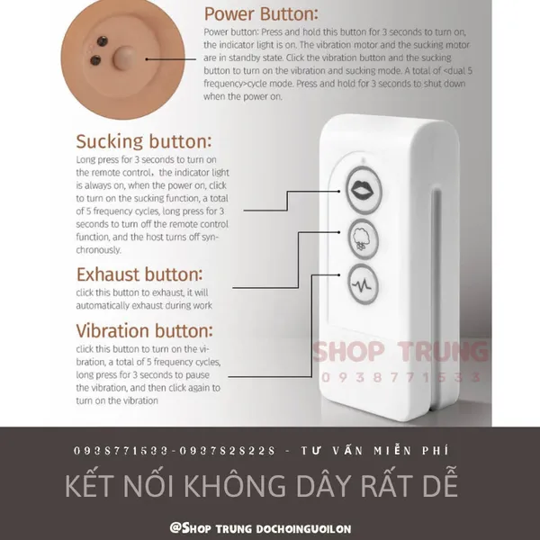 Búp bế tình dục bán thân 3D rung và hút tự động điều khiển từ xa