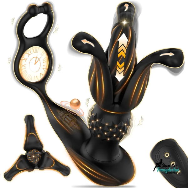 Butt Plug Giãn Nở Cánh Hoa 9 Tần Số Kèm Vòng Đeo Trải Nghiệm Kép Trong Tay Người Ấy