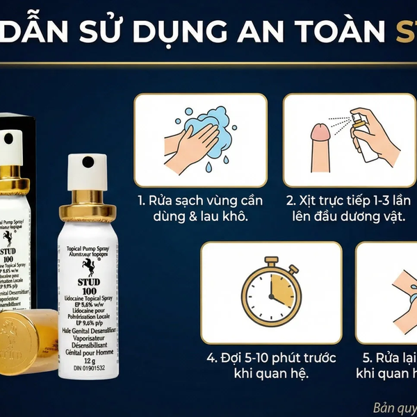 Chai Xịt Stud 100 UK Golden Cap Giải Pháp Kéo Dài Thời Gian Từ Anh Quốc, Hiệu Quả Sau Lần Đầu Thử