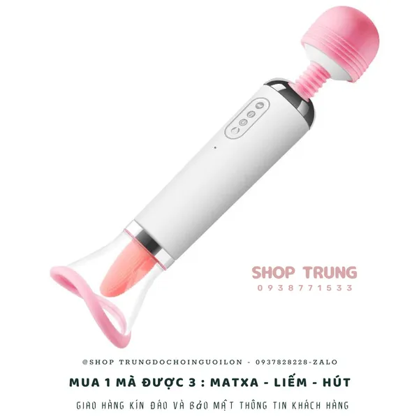 Máy Massage Âm Đạo  3 Trong 1 Rung Liếm Hút 12 Chế Độ