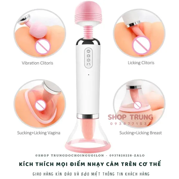 Máy Massage Âm Đạo  3 Trong 1 Rung Liếm Hút 12 Chế Độ