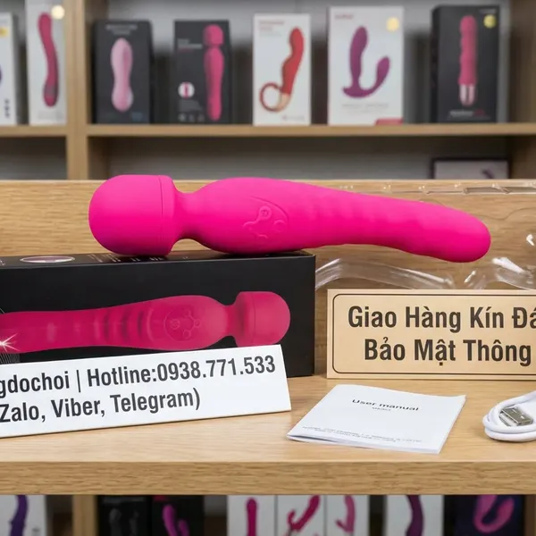 Chày Rung 2 Đầu Tỏa Nhiệt 39.5°C: Silicone Mềm Dẻo Linh Hoạt Kích Thích Điểm G & Âm Vật